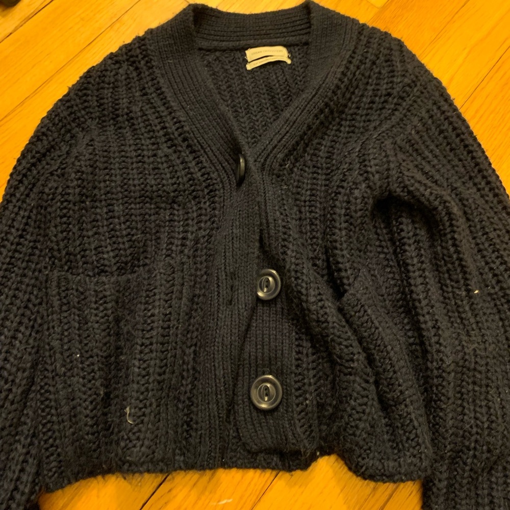 Oversized Navy Button Cardigan